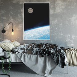 ポスター　宇宙　地球は美しい　アートでお部屋の模様替えや新築祝いのギフトにも。ウォールデコ　壁　装飾　青　モダン 3枚目の画像