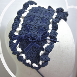 ハートフリルのかぎ針編みヘッドドレス 9枚目の画像