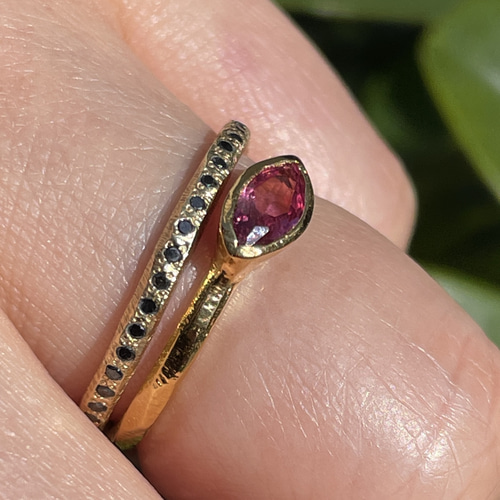 ち*ん様 ピンクトルマリン　シンプルリング ピンクトルマリン2.88ct リング指輪 しずく型 Pt900/K18コンビ