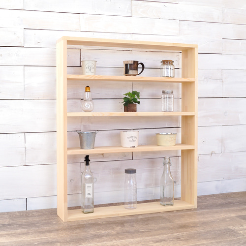 ①オープンシェルフ 4段 窓枠【受注】北欧 収納棚 25色 パイン 棚