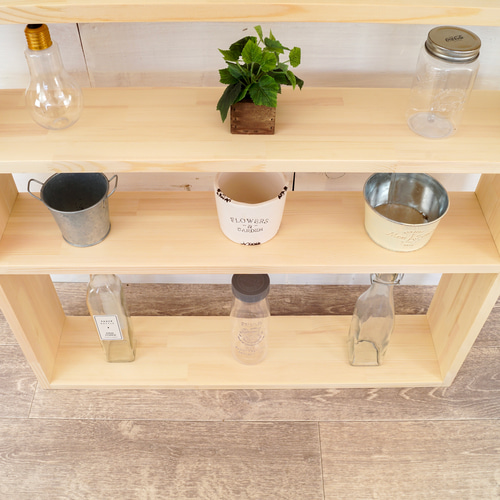 ①オープンシェルフ 4段 窓枠【受注】北欧 収納棚 25色 パイン 棚