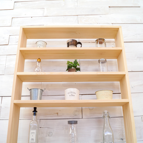 ①オープンシェルフ 4段 窓枠【受注】北欧 収納棚 25色 パイン 棚