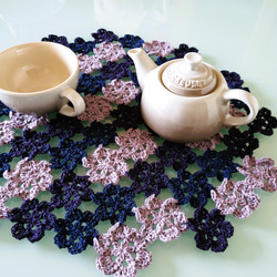 綿麻　かぎ針編み　マルチカバー　紫陽花 5枚目の画像