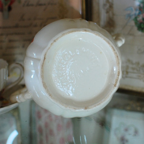 サルグミンヌ Sarreguemines シュガーポット 花リム 小花柄 〜1940年