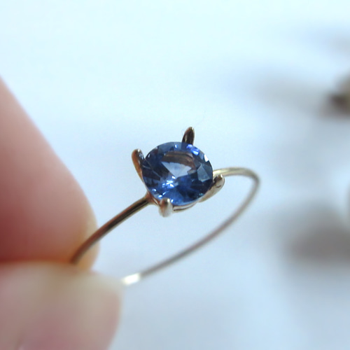 K10上質粒4mm「スリランカ産ブルーサファイア」ファセットリング【9月