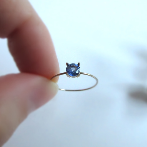 K10上質粒4mm「スリランカ産ブルーサファイア」ファセットリング【9月