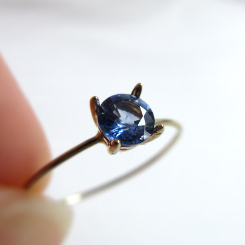 K10上質粒4mm「スリランカ産ブルーサファイア」ファセットリング