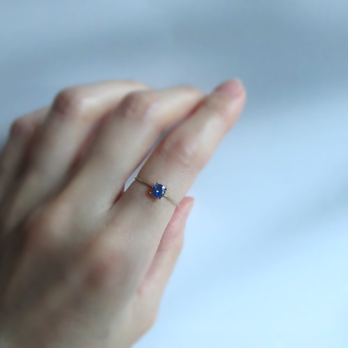 K10上質粒4mm「スリランカ産ブルーサファイア」ファセットリング【9月