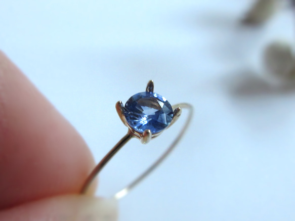 K10上質粒4mm「スリランカ産ブルーサファイア」ファセットリング【9月