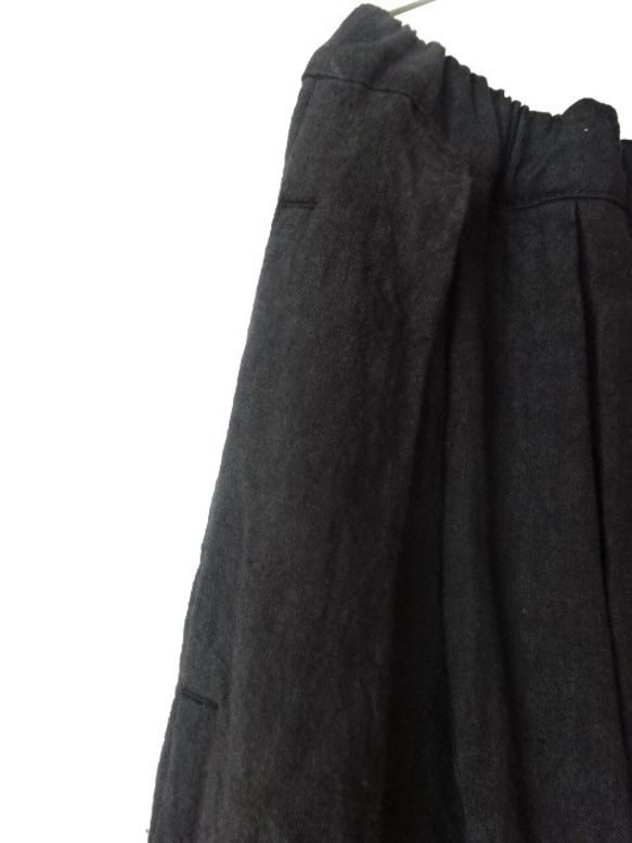 【受注制作】黒/天日干し40リネン　 オーバースカート 8枚目の画像