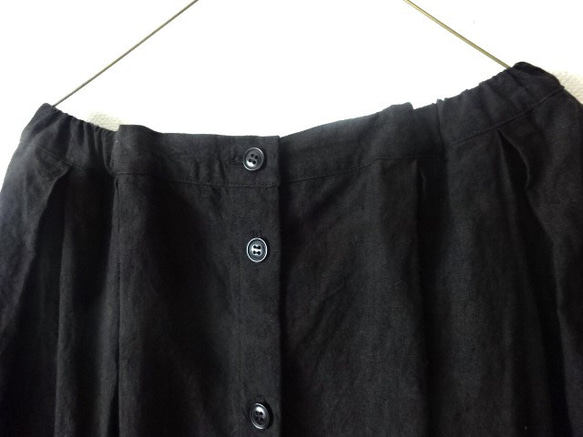 【受注制作】黒/天日干し40リネン　 オーバースカート 6枚目の画像