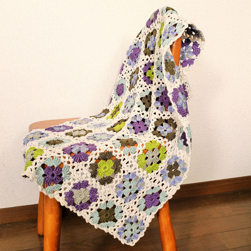 BQJT かぎ針編み ニット ラグ タペストリー マルチカラー タッセル K