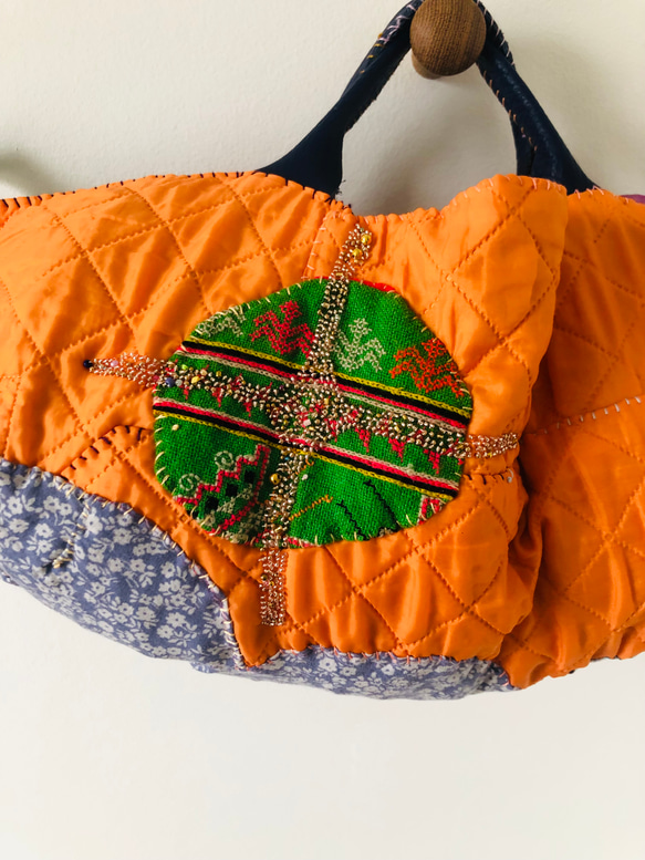 Bag   手縫いのバッグ　  一点もの　布製　スローファッション　ハンドメイド　1959 4枚目の画像