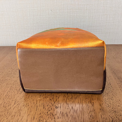 帯リメイクトートバッグ(オレンジ•茶) 4枚目の画像