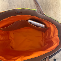 帯リメイクトートバッグ(オレンジ•茶) 8枚目の画像