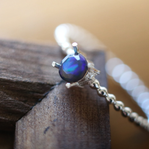 Silver925)ブラックオパールのつぶつぶシルバーリング（4mm） 指輪