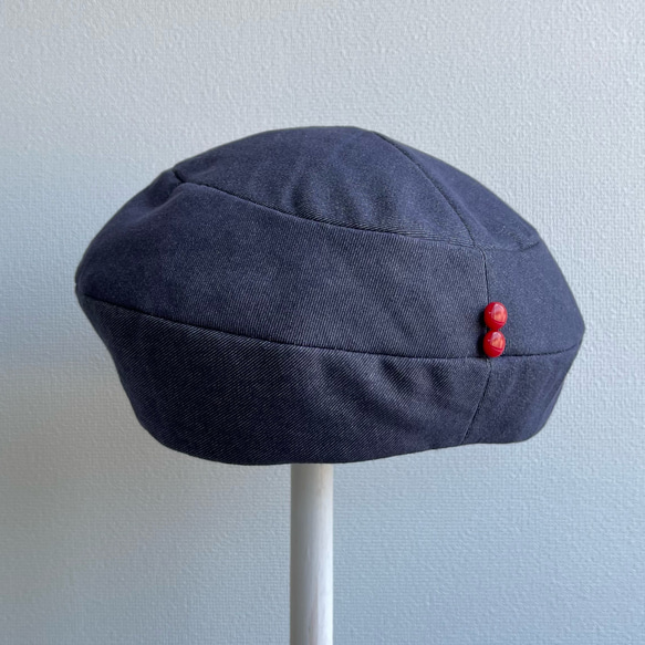 【受注製作】サニーサークルベレー ベレー帽   帽子 デニム風  シンプル 大人カジュアル  屋内帽子 6枚目の画像
