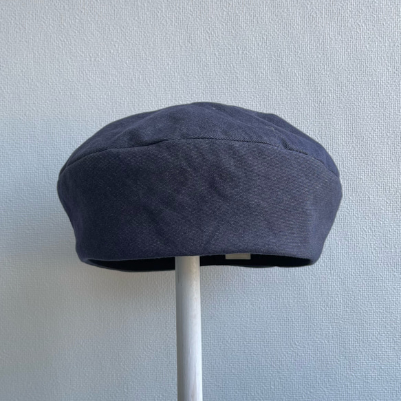 【受注製作】サニーサークルベレー ベレー帽   帽子 デニム風  シンプル 大人カジュアル  屋内帽子 3枚目の画像