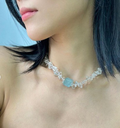 Crystal.EAA トラパニ 透明なオーシャンブルートパーズとホワイトクリスタルアズールベイ地中海スタイルブルートパー