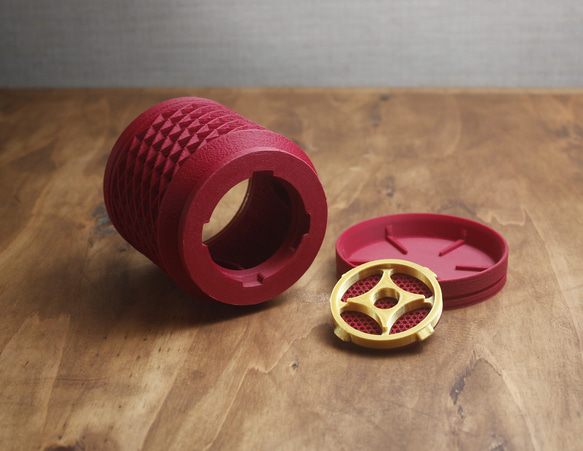 3Dプリント鉢  ロムバス・エア /チェリーレッド  PLA樹脂製  直径 約9.6cm/ 高さ 約9.6cm 2枚目の画像