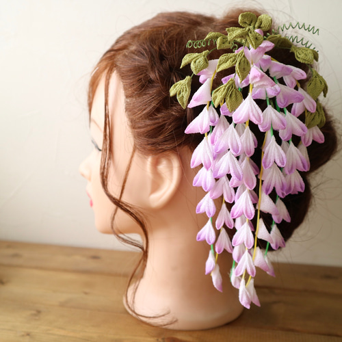 今年度のオーダー再開【藤の花】つまみ細工 髪飾り コーム 88made 通販