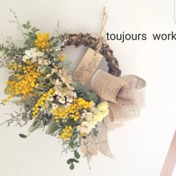 ◇ドライフラワーリース◇ハーフリース◇ナチュラル リース toujours