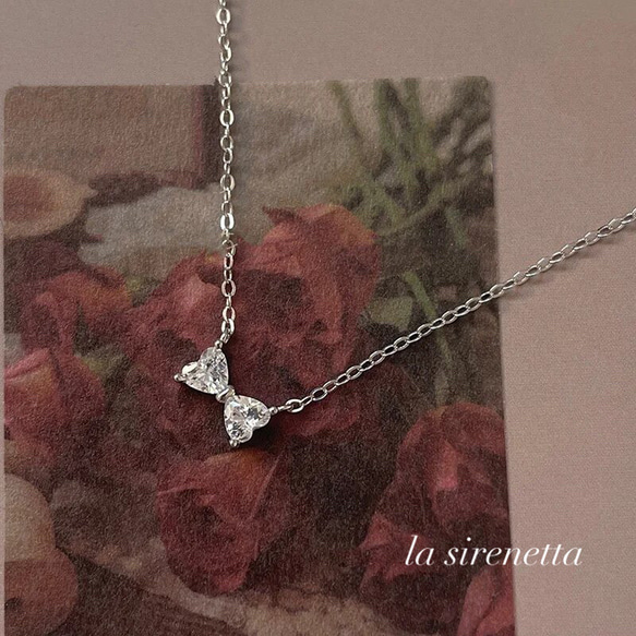 受注製作 ネックレス ＊  mini ribbon necklace*silver 2枚目の画像