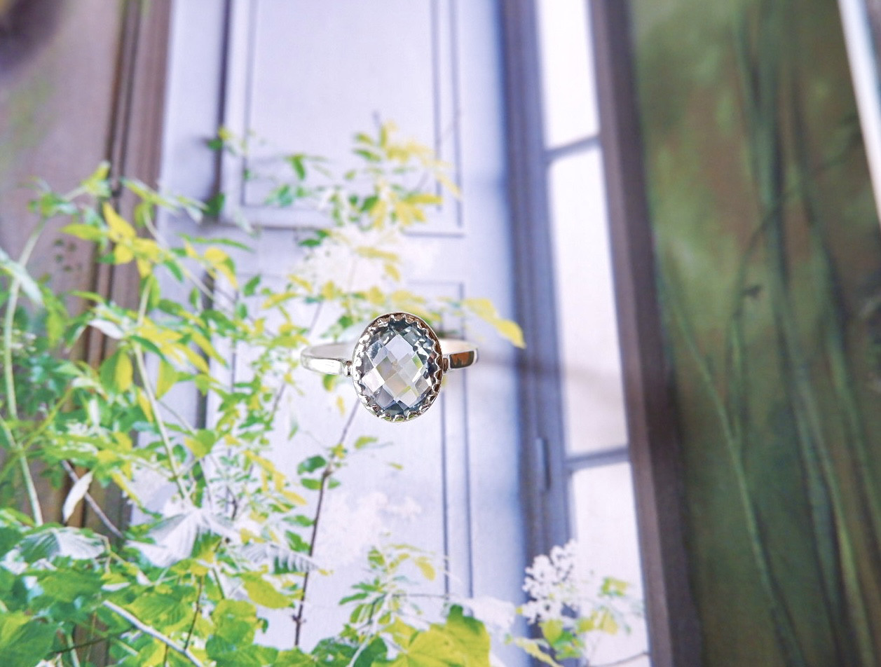 メッシュカットグリーンブルートパーズリング