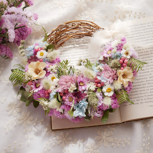 優しい彩り〜 ドライフラワーリース 母の日 ギフト インテリア ドライ