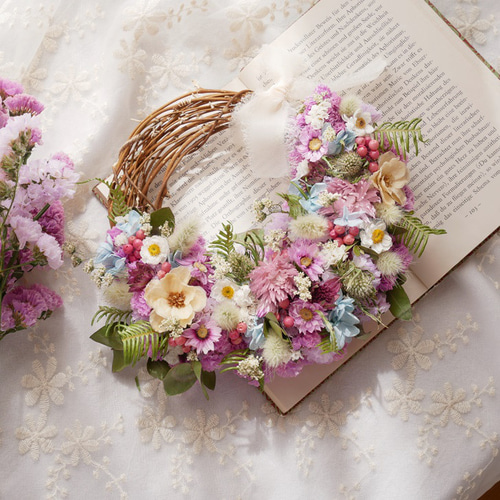 優しい彩り〜 ドライフラワーリース 母の日 ギフト インテリア ドライ