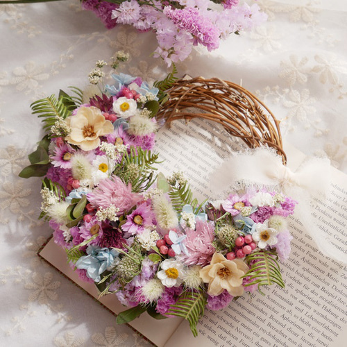 優しい彩り〜 ドライフラワーリース 母の日 ギフト インテリア ドライ