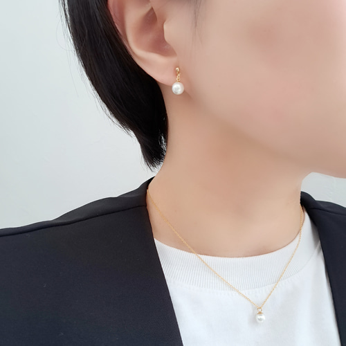 Creema限定セット】国産貝パール 2way 14kgf Y字ネックレス イヤリング