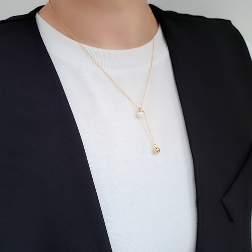 Creema限定セット】国産貝パール 2way 14kgf Y字ネックレス イヤリング