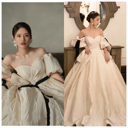 ウェディングドレス オフショルダー ボリューム袖 パフスリーブ A