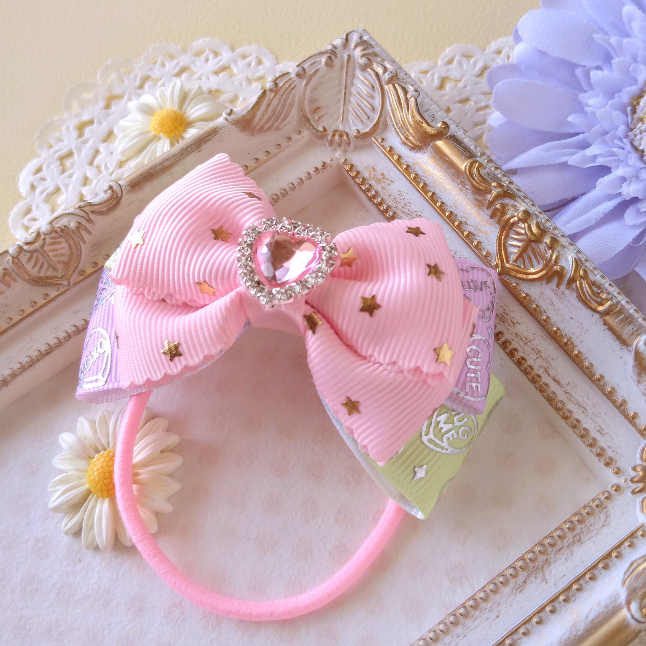 再販13【ラベンダー＆ピンク】ナチュラルリボン♡ヘアゴム 再販13【ラベンダー＆ピンク】ナチュラルリボン♡ヘアゴム