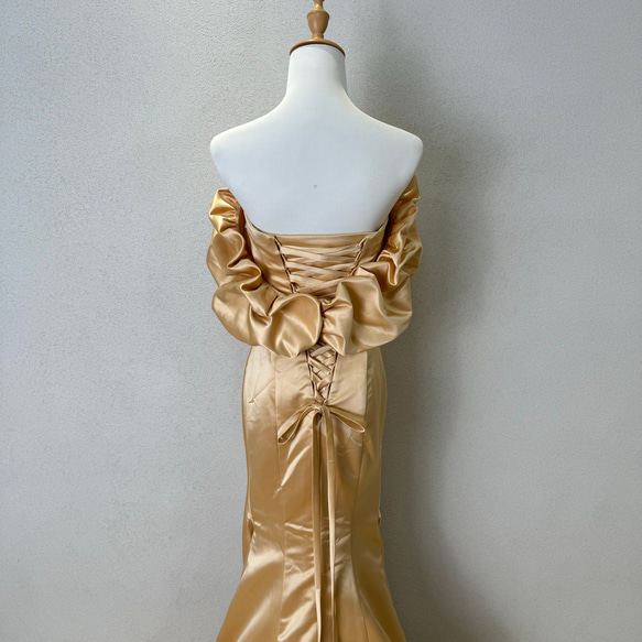 王道派❢お買い得　チューブトップ　Ｖネック　マーメイドドレス　ゴールド　エレガントなドレスン　サイズオーダー　トレーン 7枚目の画像