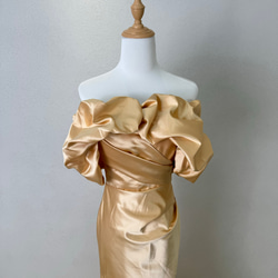 王道派❢お買い得　チューブトップ　Ｖネック　マーメイドドレス　ゴールド　エレガントなドレスン　サイズオーダー　トレーン 4枚目の画像