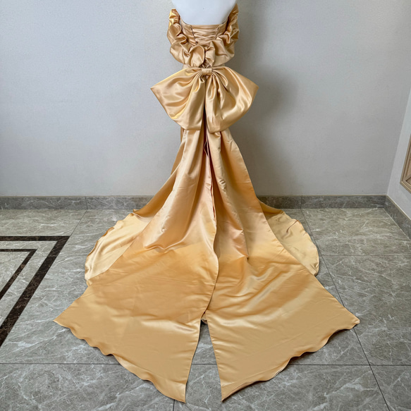 王道派❢お買い得　チューブトップ　Ｖネック　マーメイドドレス　ゴールド　エレガントなドレスン　サイズオーダー　トレーン 10枚目の画像