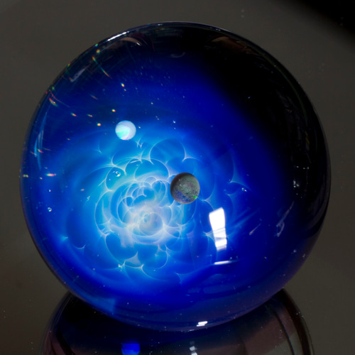 青色ガラス球体 金属スタンド付き 水晶玉 水晶球 40mm-200mm クリスタルボール ブルー 青 クリア座付き