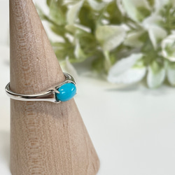 silver925》キングマンターコイズ オーバルリング フリーサイズ