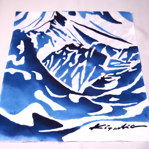 日本手拭い「Mt槍」（青） 注染本染め 北アルプス 槍ヶ岳 登山