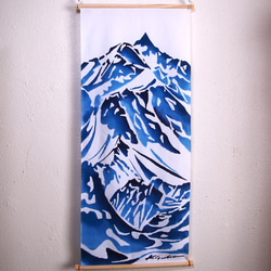 日本手拭い「Mt槍」（青）　注染本染め　北アルプス　槍ヶ岳　登山　自然　アウトドア 1枚目の画像
