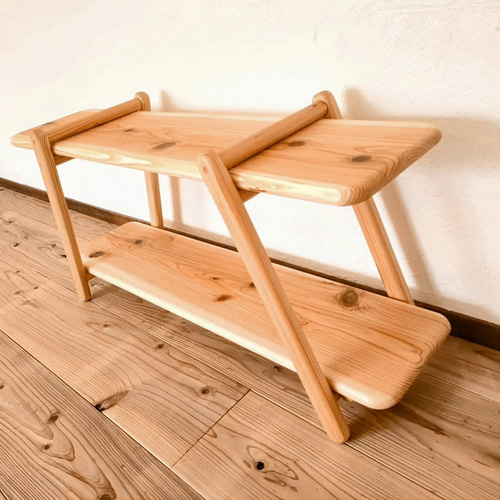 ♪(ｏ・ω・)ノ))ルル 木製シンプルベンチ 収納棚付き ♪(o・ω・)ノ))ルル様専用 木製シンプルベンチ 収納棚付き（d