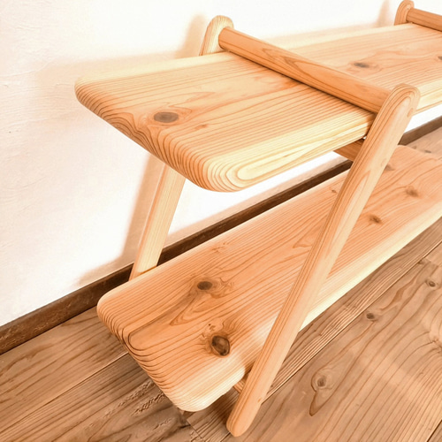 天然杉 組み立て式ラック 2段】無垢材 天然木 棚 ラック ディスプレイ