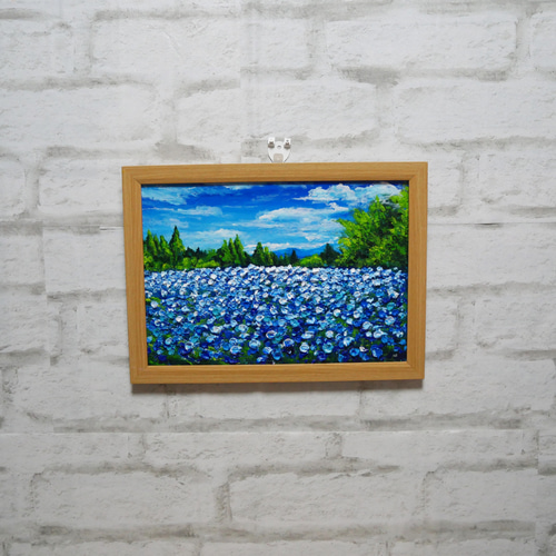 油絵 油彩 油彩画 絵画 絵【くじゅう花公園のネモフィラ畑