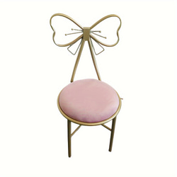 チェア 椅子 リボン ピンク 化粧椅子 可愛い ラブリー ゴールデンメタル 背もたれ付き ベルベット cht-1534 13枚目の画像