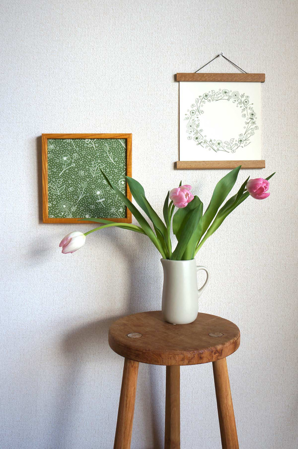 「 春の庭（ green base ）」20cm角ポスター 9枚目の画像