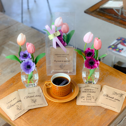母の日新作[Flower & Coffee SET]チューリップとアネモネ/選べるメッセージドリップバック5個 3枚目の画像