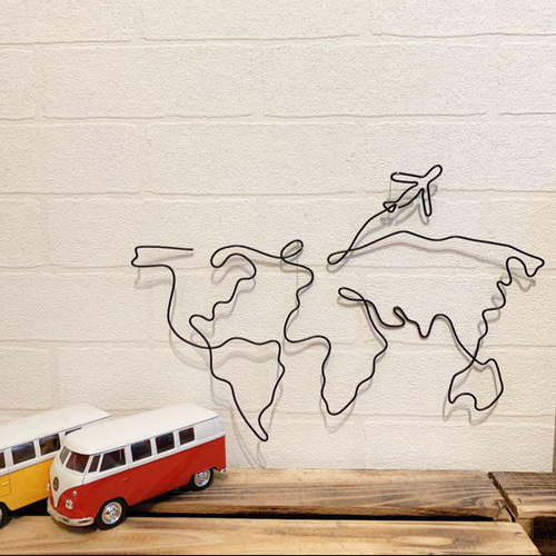 ワイヤーアート 世界地図 海外旅行 海外 旅行好き 一筆書き シルエット