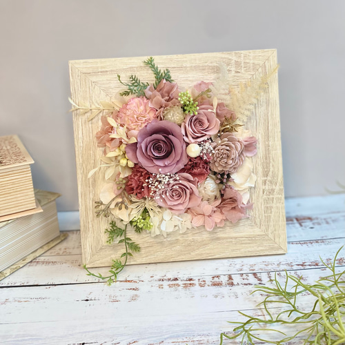 プリザーブドフラワーフレームアレンジメント ラベンダーピンク